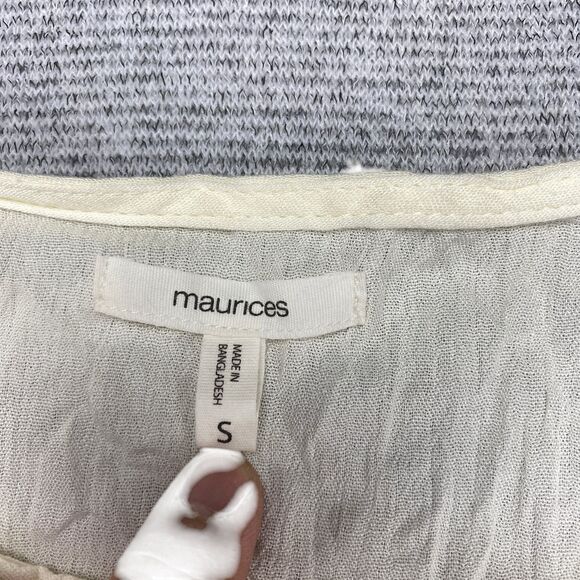 Maurices 3/4 Sleeve Peasant Top Size Small Cream Rayon Sheer Blouse MSRP: $29 - Picture 5 of 13